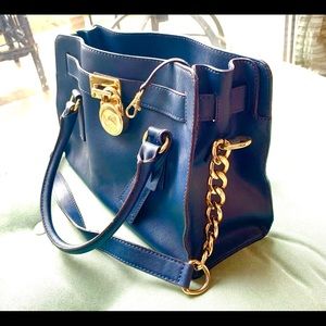 MICHAEL KORS PURSE NAVY BLUE SATCHEL SHOULDER AND DEMI